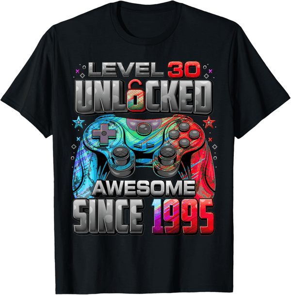 30th Birthday Gaming T-Shirt - Level 30 Unlocked Since 1995