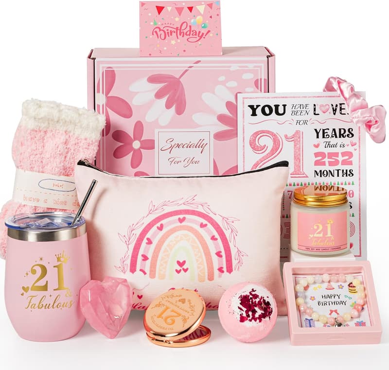 21st Birthday Gift Basket with Tumbler Set for Her
