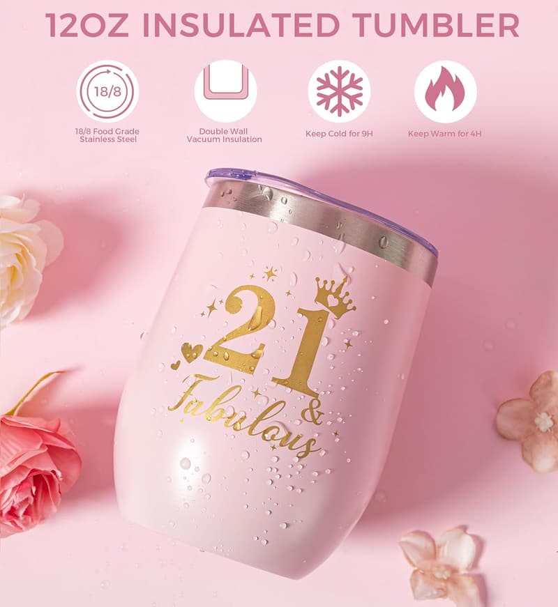 21st Birthday Gift Basket with Tumbler Set for Her