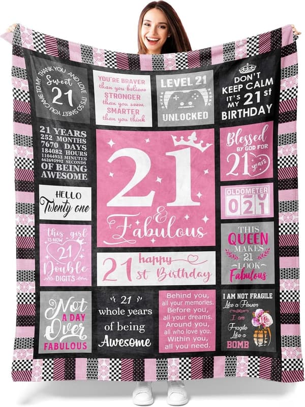 21st Birthday Cozy Blanket 50