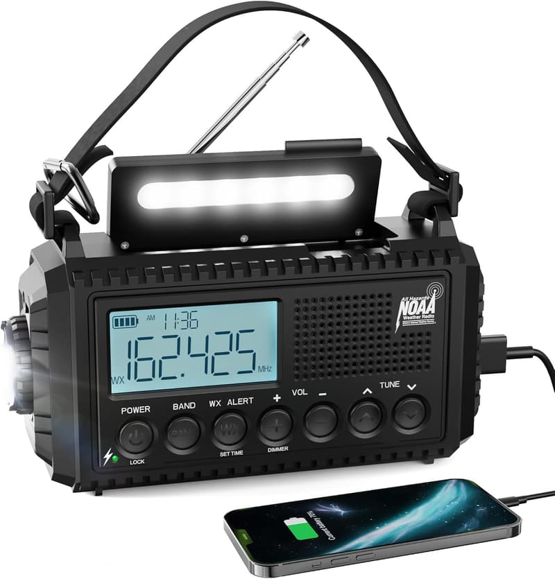 Portable Solar Hand Crank Emergency Radio with Cell Phone Charger