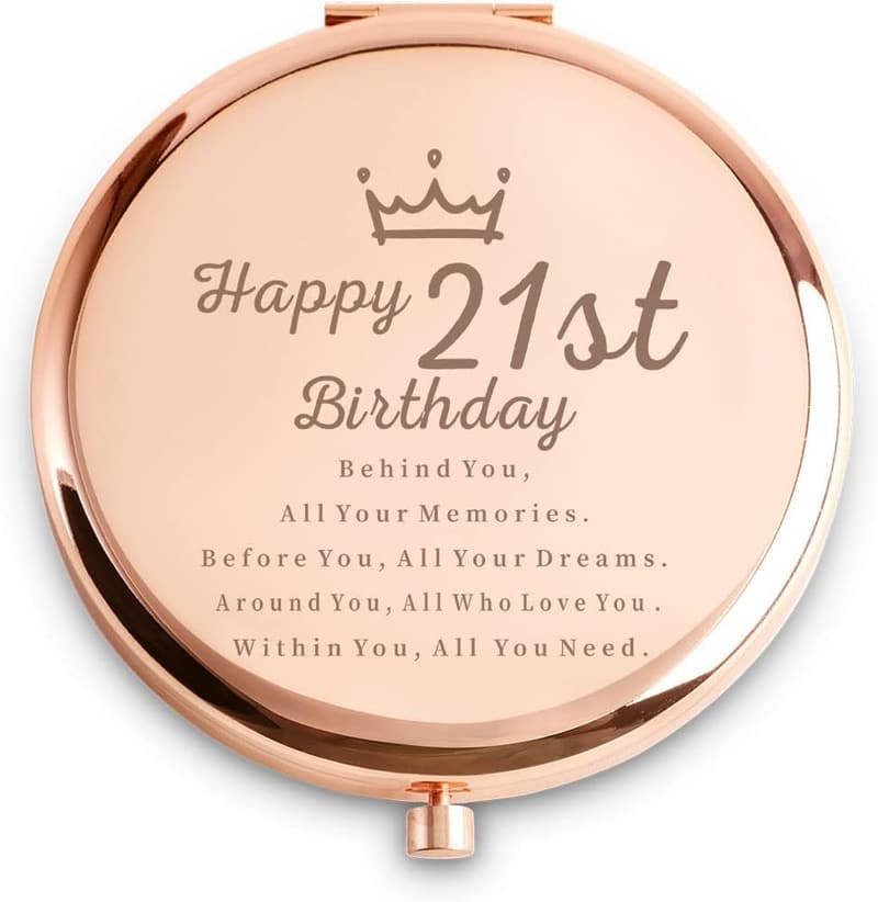 Personalized Engraved Compact Mirror for 21st Birthday Gift