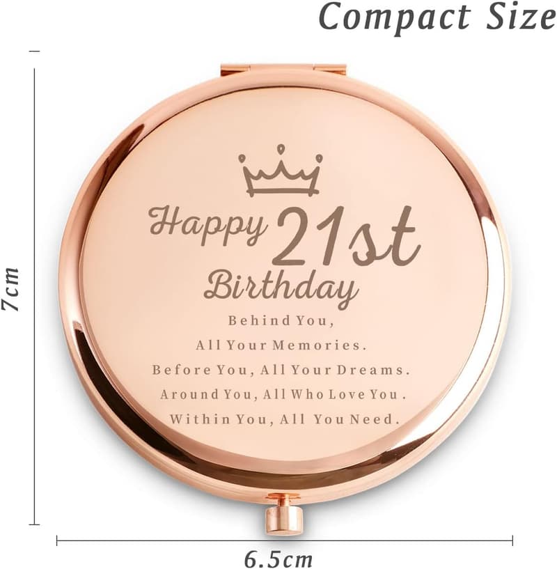 Personalized Engraved Compact Mirror for 21st Birthday Gift