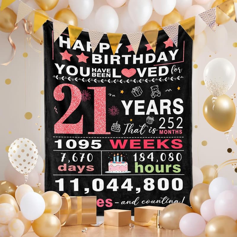 21st Birthday Throw Blanket for Women - 50