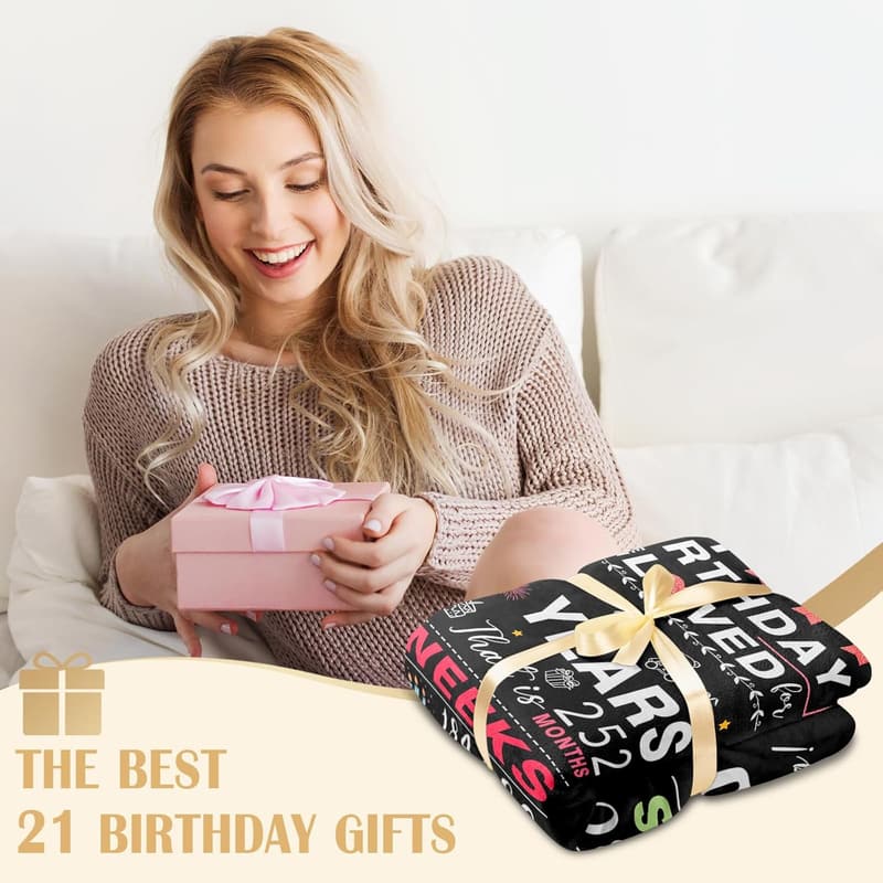 21st Birthday Throw Blanket for Women - 50