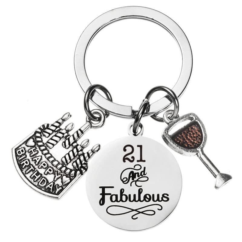21st Birthday Keychain Gift for Women and Girls