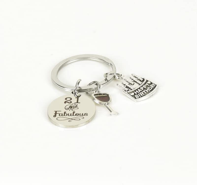 21st Birthday Keychain Gift for Women and Girls