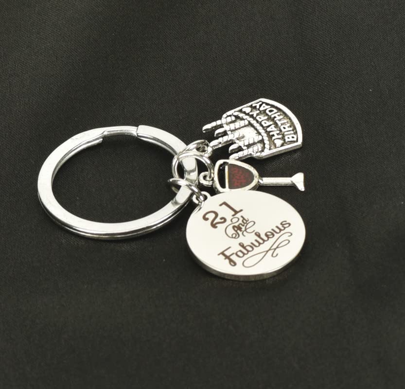 21st Birthday Keychain Gift for Women and Girls