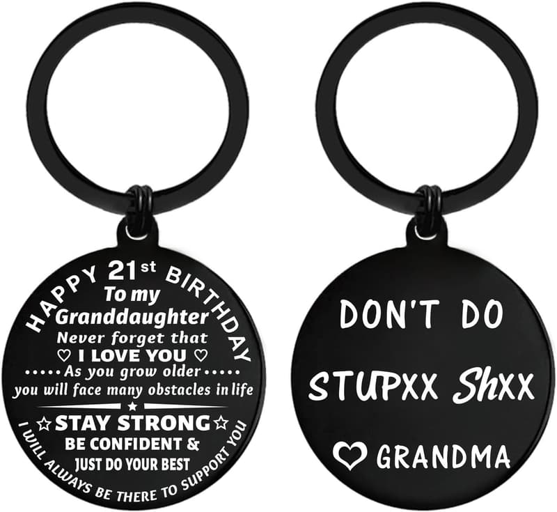 21st Birthday Keychain Gift for Women and Girls