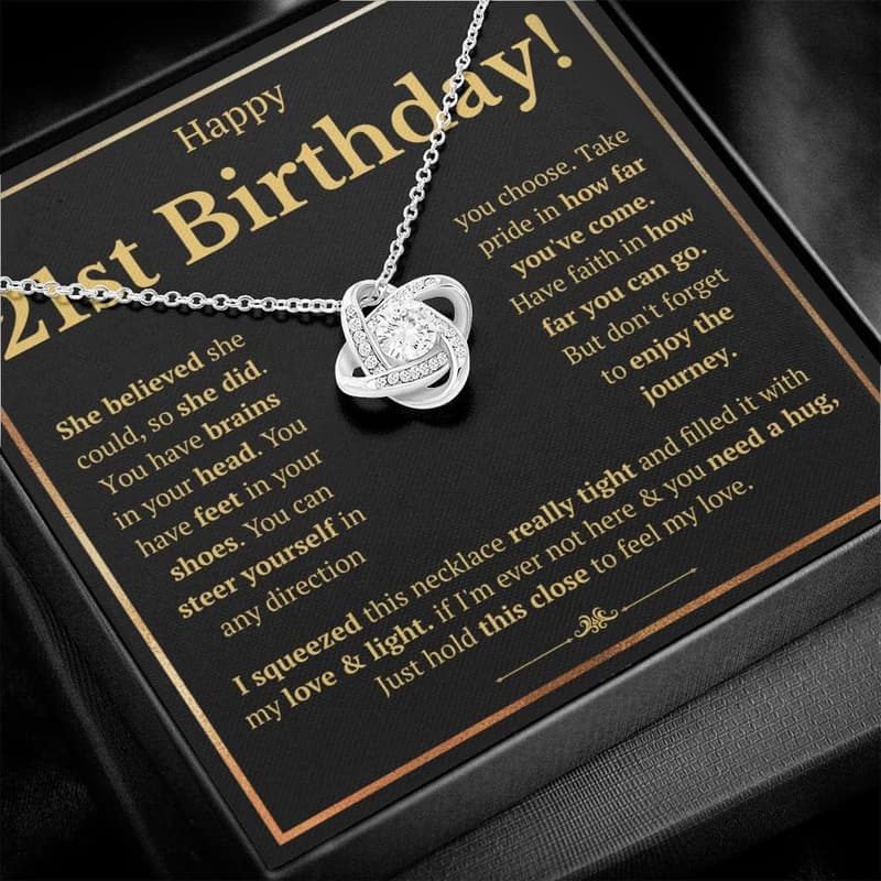 21st Birthday Necklace Gift for Women with Message Card