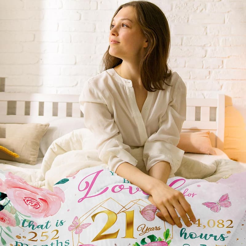 21st Birthday Throw Blanket for Women, 60