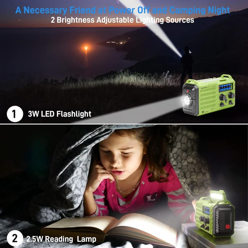 Emergency NOAA Weather Radio with Solar Charger & Hand Crank