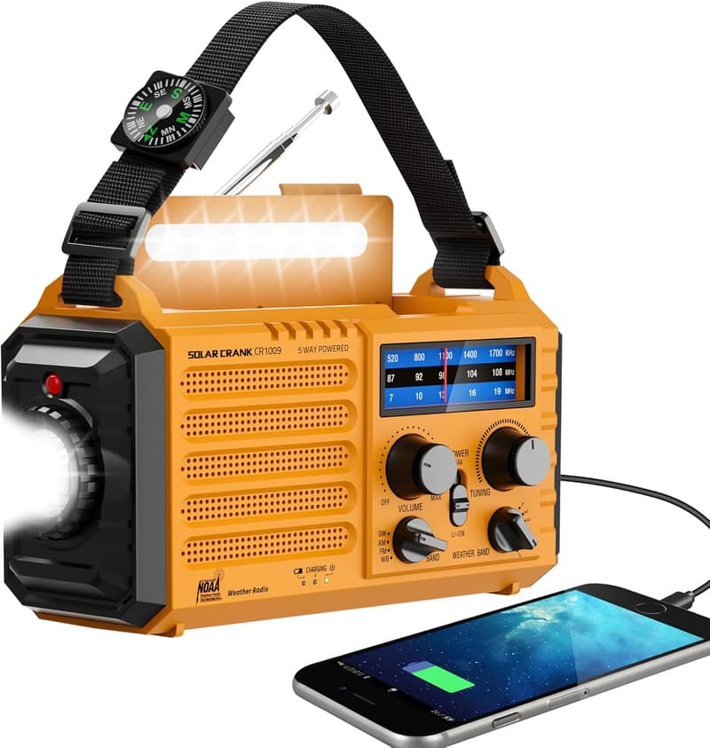 Portable Solar Hand Crank Emergency Radio with NOAA Alert