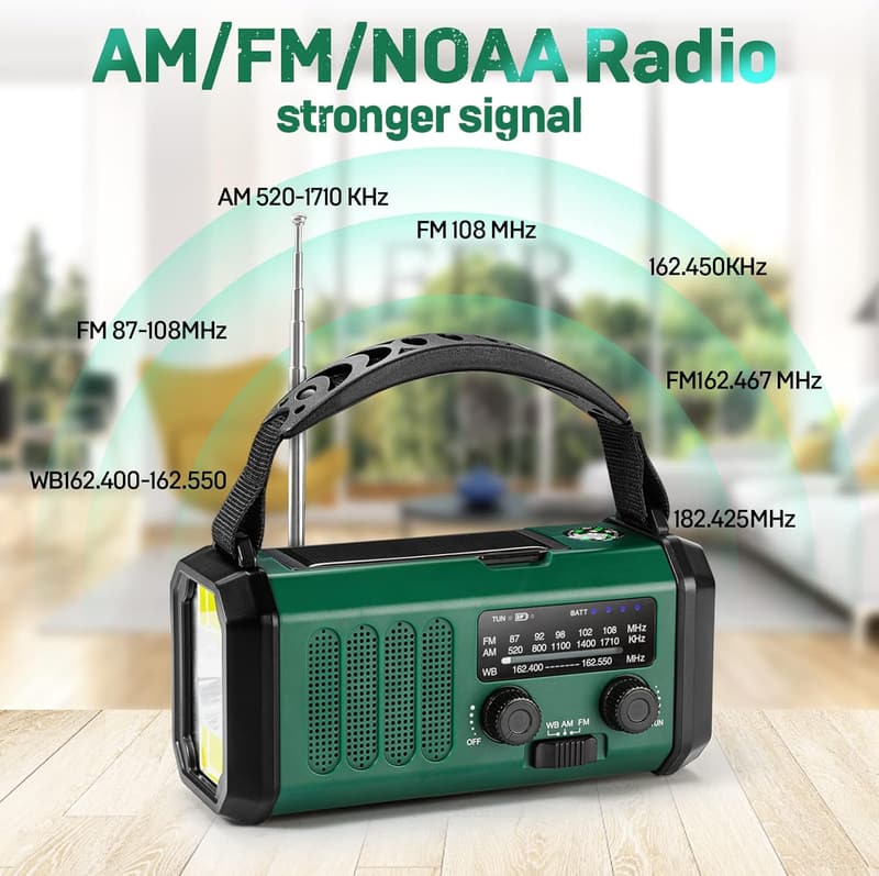 Emergency Hand Crank Radio with 10000mAh Battery for Outdoor Survival