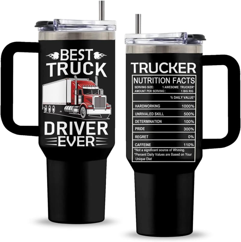 Truck Driver Birthday Gift - 40 Oz Stainless Steel Tumbler with Straw