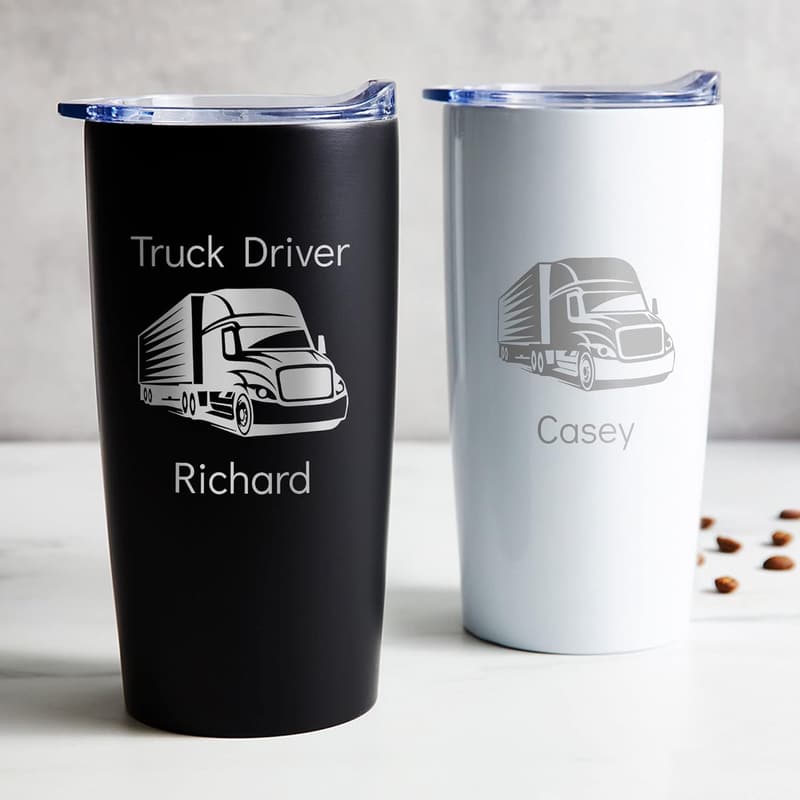 Personalized Truck Driver Stainless Steel Tumbler - 20 oz