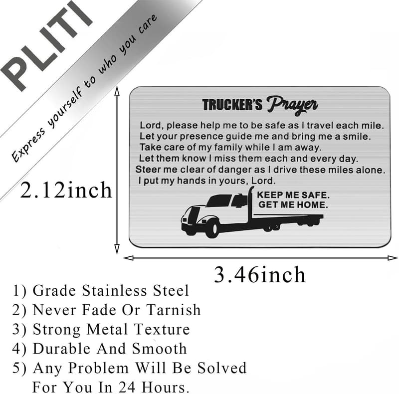 Engraved Wallet Insert - Trucker Prayer Gift for Daddy