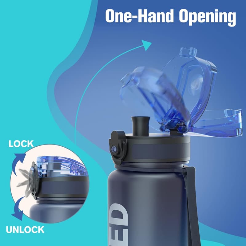 Durable 32oz Motivational Water Bottle with Time Marker