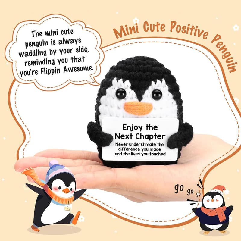 Retirement Gift: Handmade Crochet Mini Penguin for Coworkers