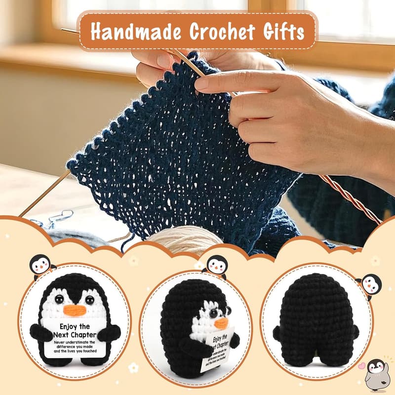 Retirement Gift: Handmade Crochet Mini Penguin for Coworkers