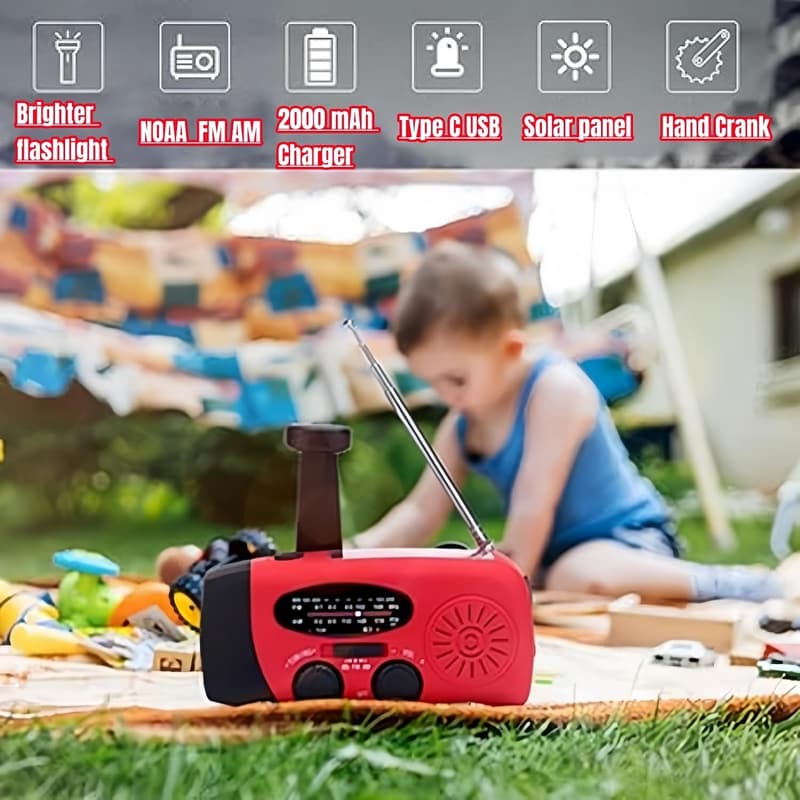 Emergency Solar Hand Crank NOAA Weather Radio with Power Bank