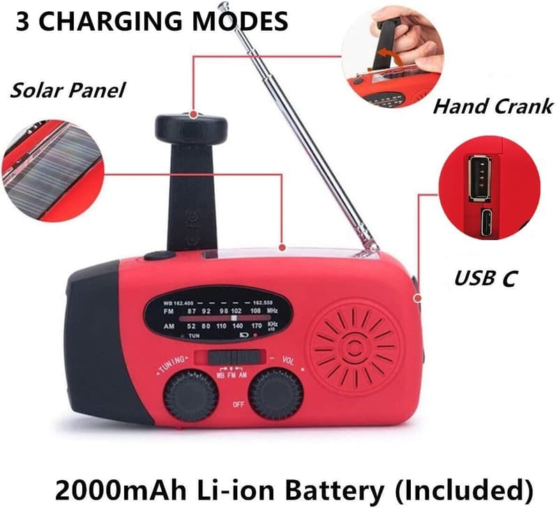 Emergency Solar Hand Crank NOAA Weather Radio with Power Bank