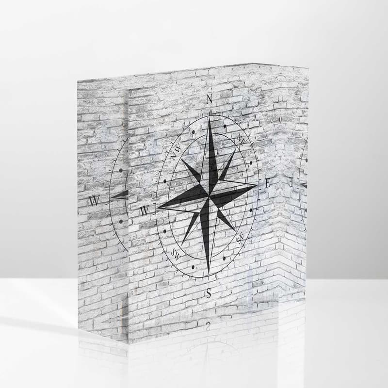 Men's Acrylic Crystal Compass Decoration for Desk - 4x4 Inch