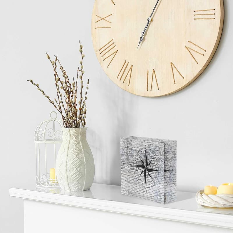 Men's Acrylic Crystal Compass Decoration for Desk - 4x4 Inch