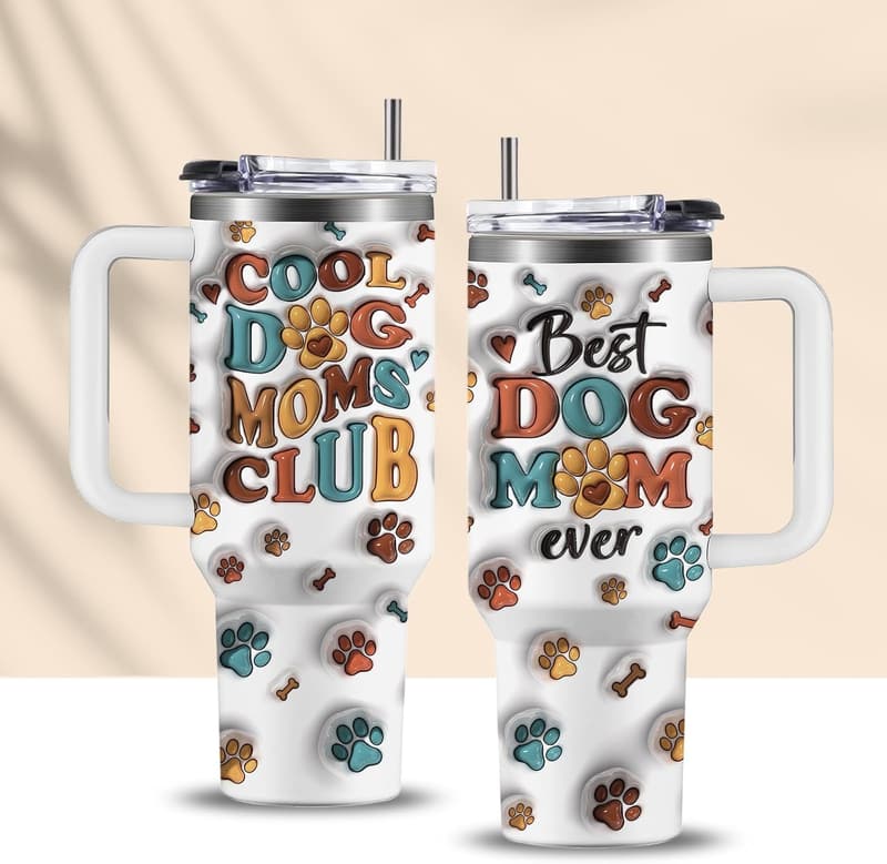 Funny Dog Mama 40 Oz Tumbler - Birthday Gift for Pet Moms