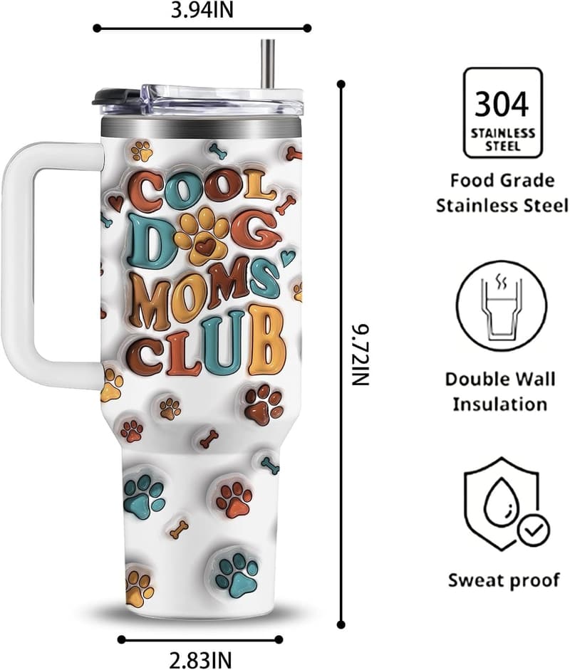 Funny Dog Mama 40 Oz Tumbler - Birthday Gift for Pet Moms