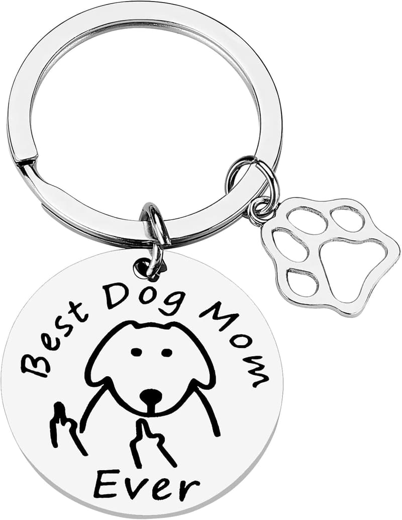Dog Mom & Cat Mom Keychain - Funny Gift for Women