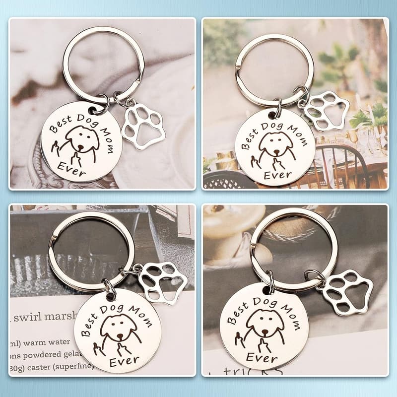 Dog Mom & Cat Mom Keychain - Funny Gift for Women