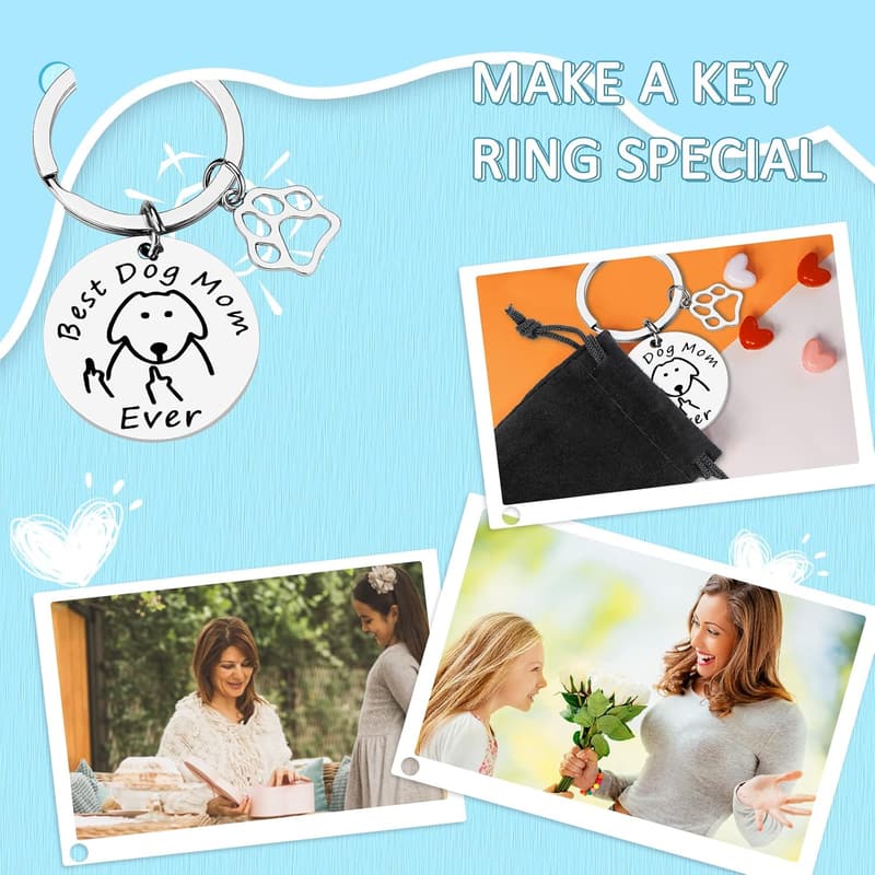 Dog Mom & Cat Mom Keychain - Funny Gift for Women