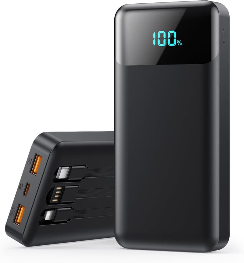 Portable Charger 40800mAh Power Bank with Built-in Cables