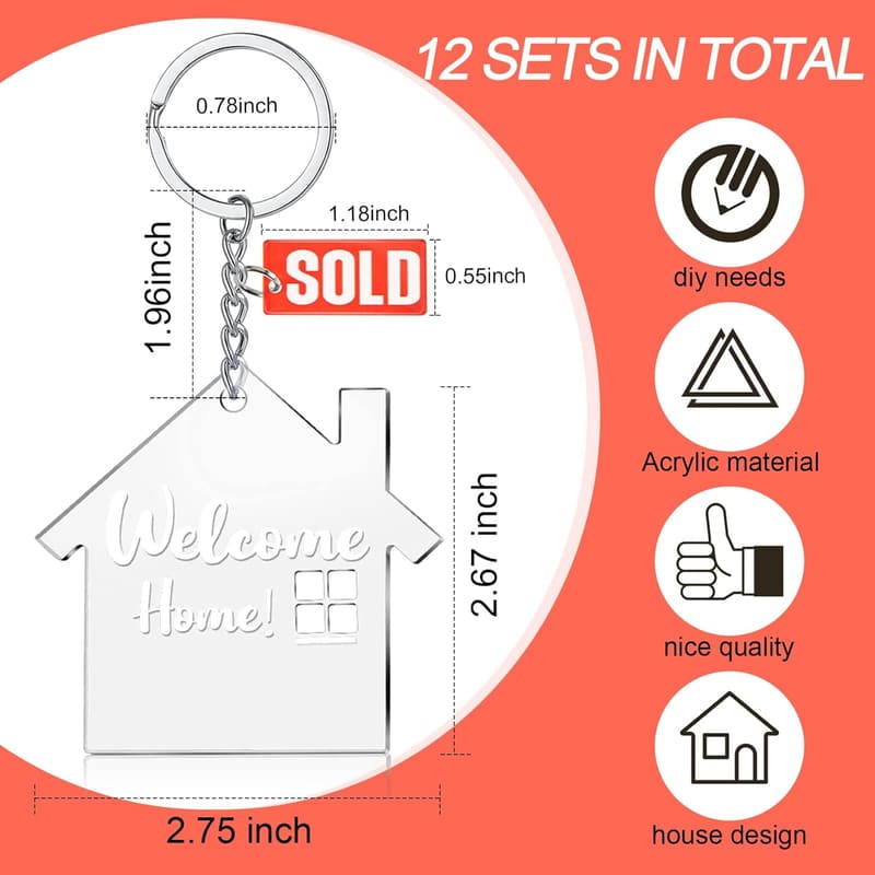 Housewarming Gift: DIY Acrylic Keychain Set for Real Estate Agents
