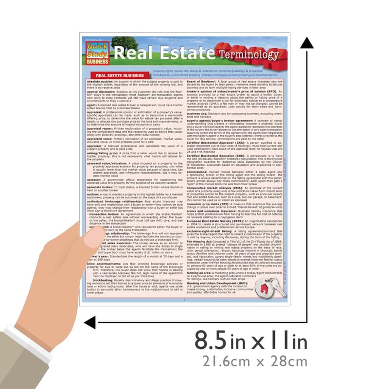 Real Estate Terminology Laminated Quick Reference Guide