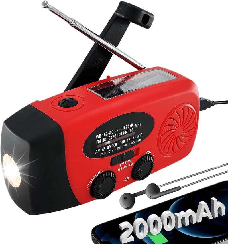 Portable Solar Hand Crank Weather Radio with Phone Charger & SOS