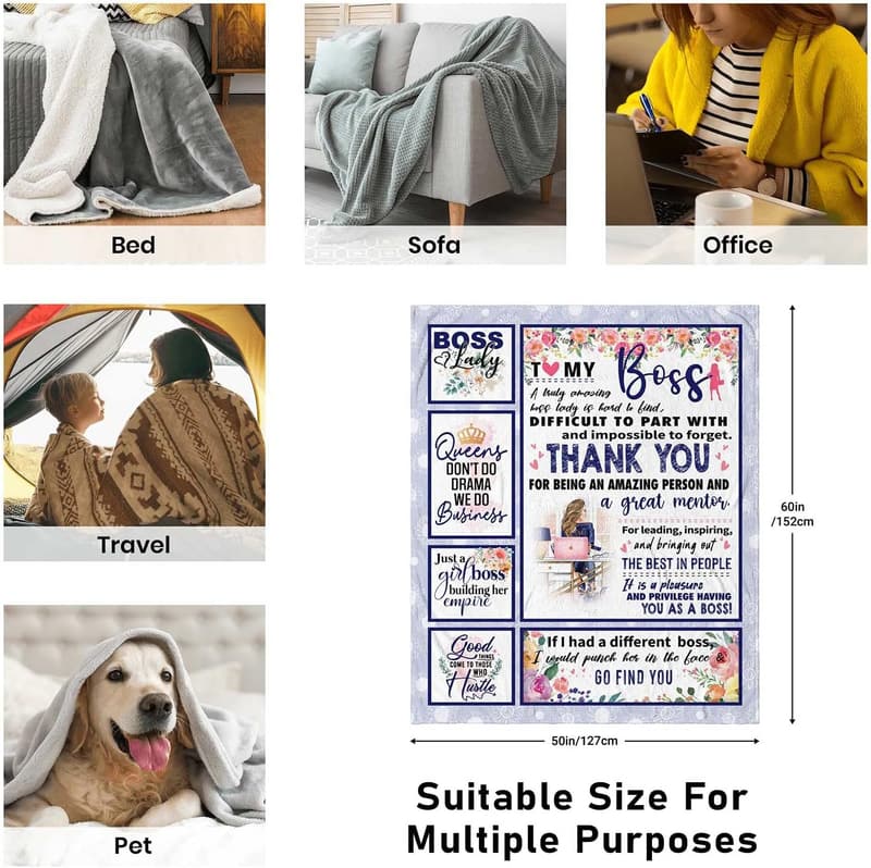 Boss Day Throw Blanket for Women - 60x50 Inch Appreciation Gift