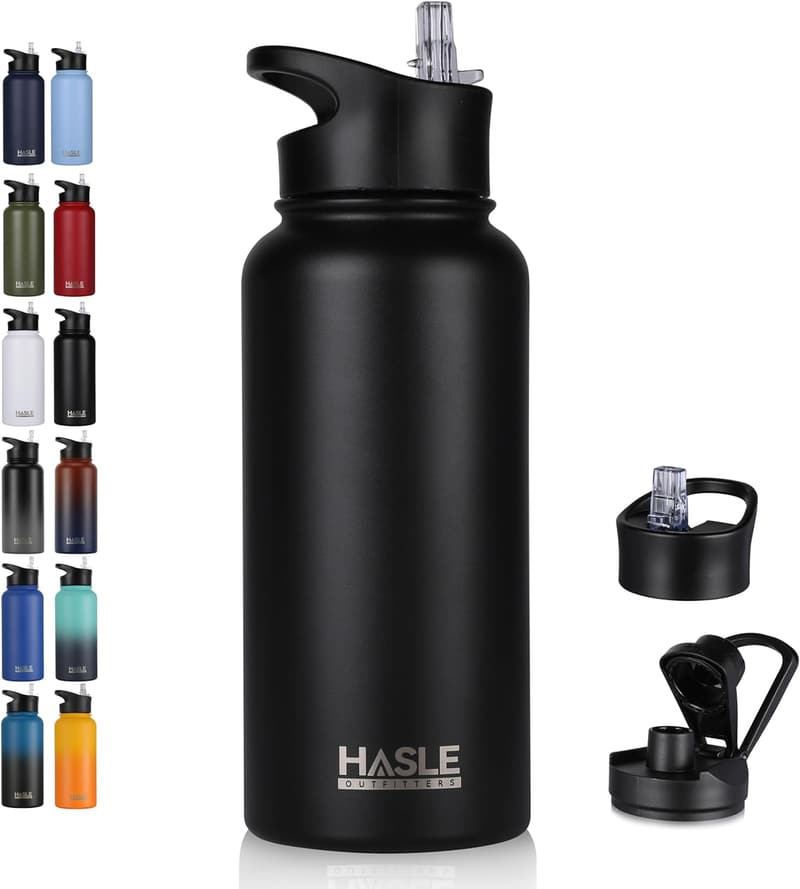 32 oz Insulated Stainless Steel Water Bottle with 2 Lids