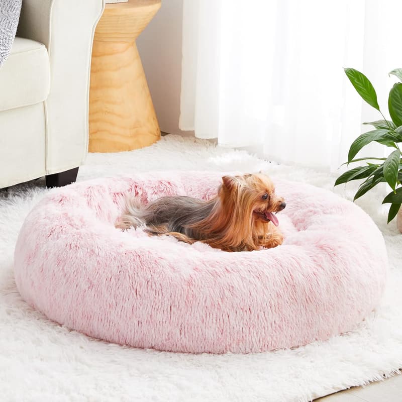 Self-Warming Donut Pet Bed in Light Pink, 20x20 inches