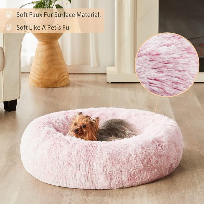 Self-Warming Donut Pet Bed in Light Pink, 20x20 inches