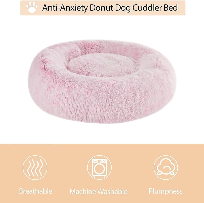 Self-Warming Donut Pet Bed in Light Pink, 20x20 inches