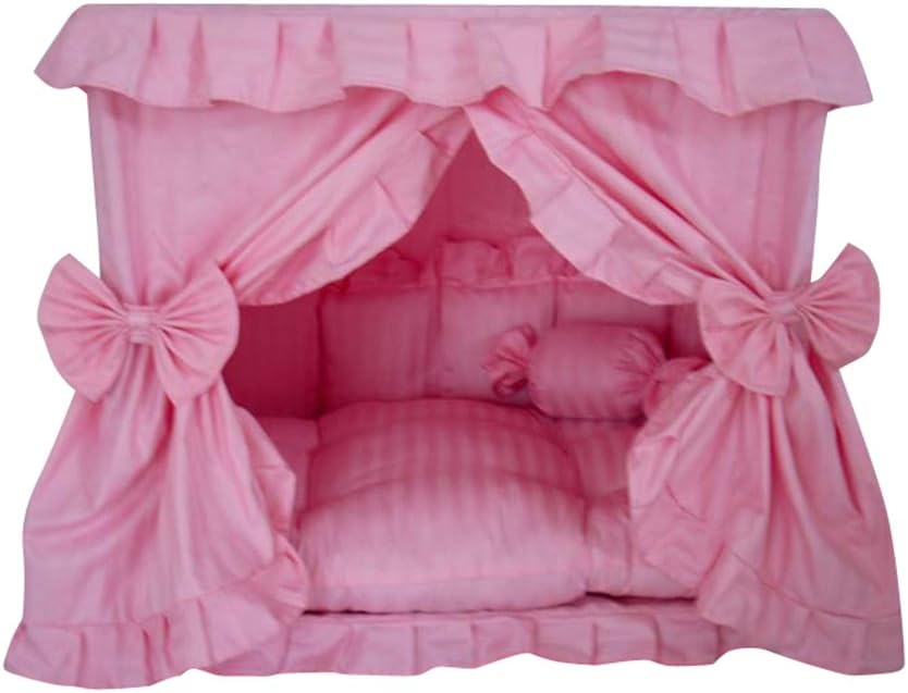 Handmade Princess Pink Bed House for Small Dogs with Pillow