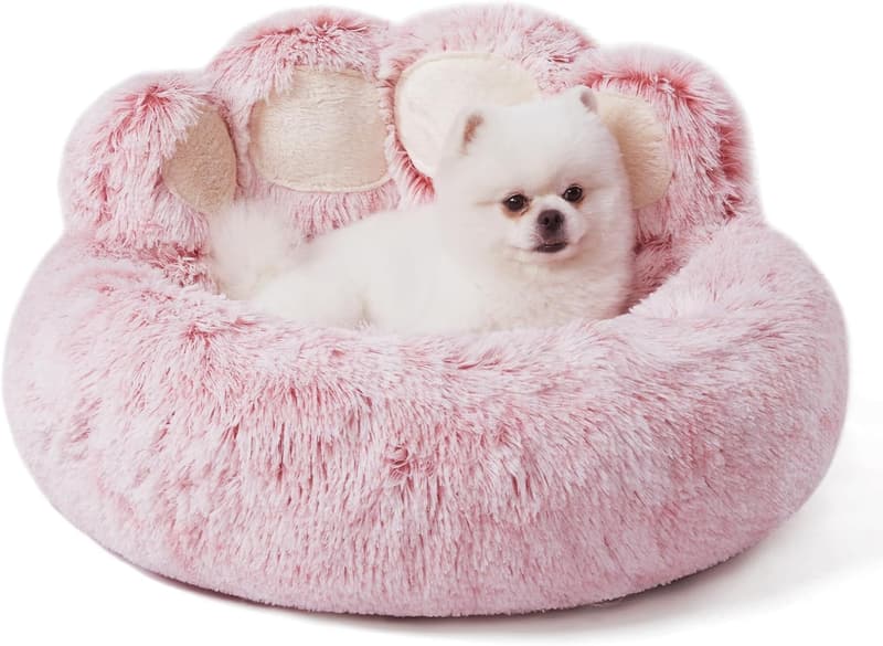 Cozy Donut Dog Bed with Bear Paws Design - Large 26