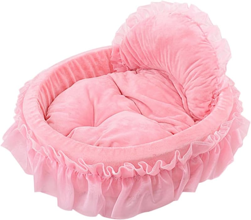 Cute Princess Lace Pet Bed for Small Dogs and Cats - Pink