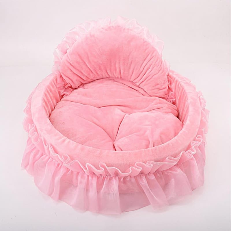 Cute Princess Lace Pet Bed for Small Dogs and Cats - Pink