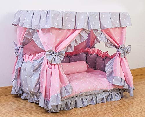 Handmade Princess Dog Bed with Heart Design & Candy Pillow