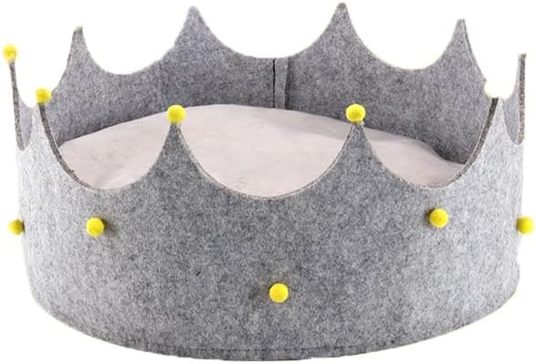 Comfortable Plush Round Cat Bed with Removable Pad - Grey