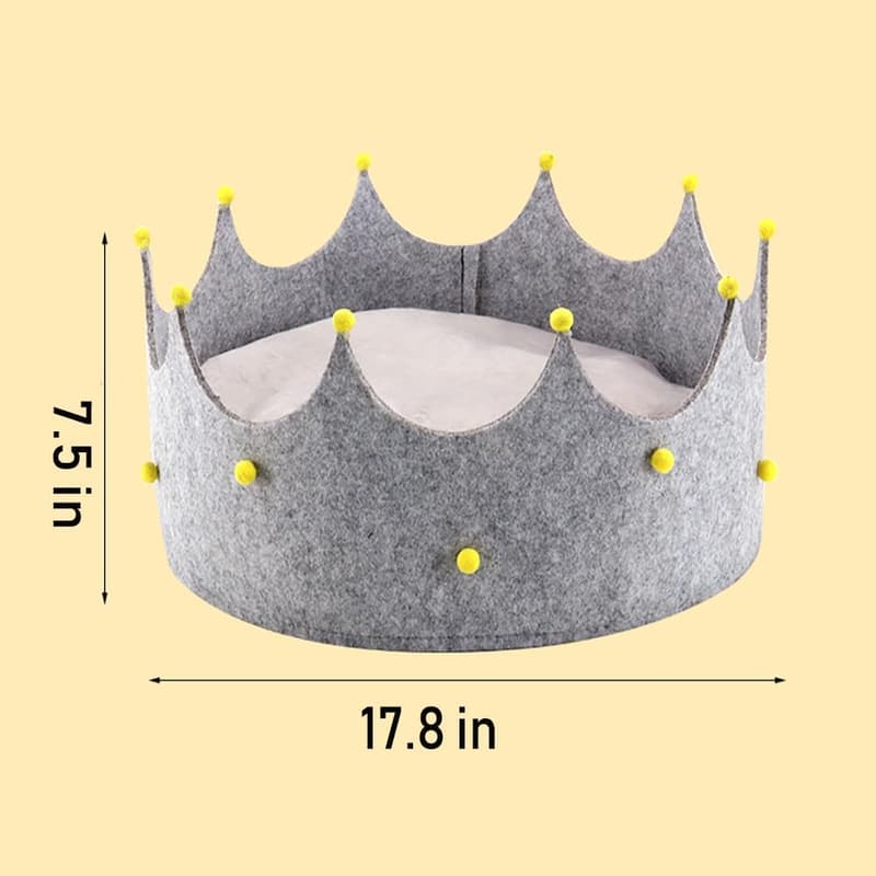 Comfortable Plush Round Cat Bed with Removable Pad - Grey