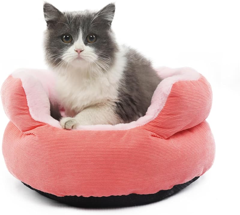 Round Pink Puppy Bed for Small Dogs - 16-Inch Design